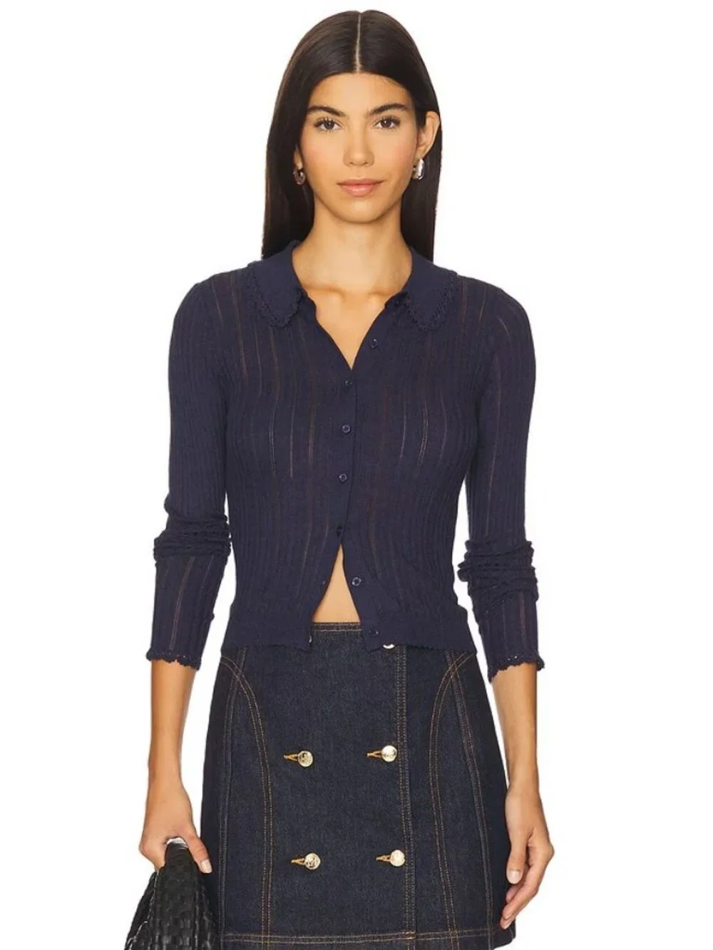 Ulla Johnson Lottie Knit Cardigan in Midnight Blue